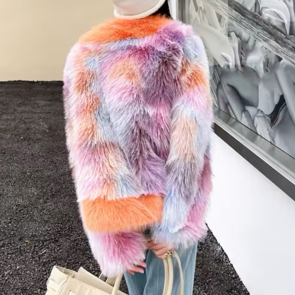 Ombre Multicolor Faux Fur Jacket - Picture 2 of 7